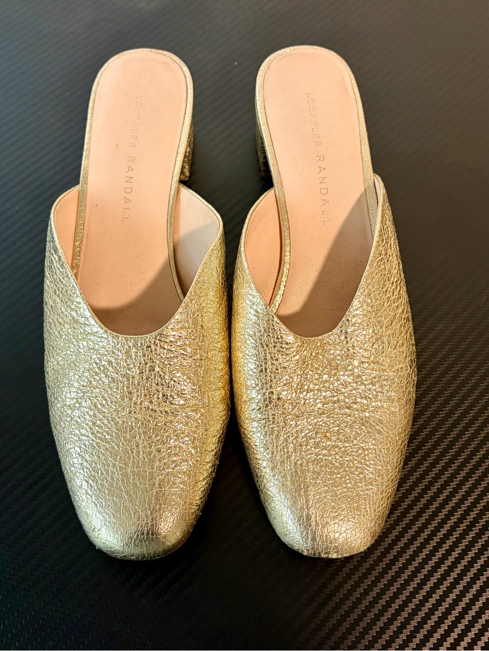 Loeffler Randall Metallic Gold Slip-On Mules